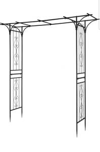 lot 18288 image: 7FT Black Metal Garden Arch Arbor TrellisSturdy steel frame archway for climbing roses vines, decor for patio, lawn, courtyard & wedding ceremony - Retail $64