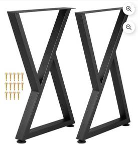 lot 18289 image: VEVOR Metal Table Legs, 28 x 18 inch Desk Legs, Set of 2, Heavy Duty Bench Legs, Z Shape Metal Furniture Legs,Wrought Iron Coffee Table Legs, Home DIY for Dining Table Rubber Floor Protectors,Matte - Retail $58