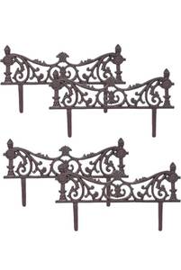 lot 18307 image: Sungmor Vintage Cast Iron Garden Border Fence, Rustic Black & 4 PackDecorative Metal Edging for Flower Bed, Patio and Yard,Heavy Duty Ornate Garden Decorative Fences - Retail $219
