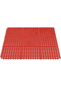 lot 18308 image: ROVSUN Rubber Floor Mat with Holes, Anti-FatigueNon-Slip Drainage Mat, for Industrial Kitchen Restaurant Bar Bathroom Utility Garage Pool Entry Door Mat, Indoor (36x 36 Red 1Pcs) - Retail $0