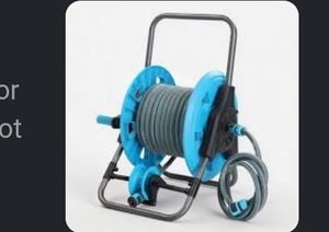 lot 18313 image: Ktaxon 22.8 Mobile Hose Reel Cart, Blue and Gray Outdoor Garden Storage Cart, Hose Not Included - Retail $0