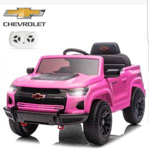 lot 18315 image: Winado 12V Kids Ride On Car, Licensed Chevrolet Colorado Powered Electric Car with Remote Control, Pink - Retail $249