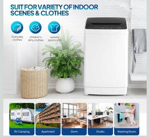 lot 18333 image: ROVSUN 30LBS Washing Machine, Full-Automatic Portable Washer with Stainless Steel Drum, Electric Laundry Machine, Washer and Spin Dryer Combo with Drain Pump for Home, Apartment - Retail $439