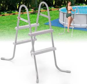 lot 18336 image: 2-Step Steel Frame Above Ground Swimming Pool Ladder - Retail $74