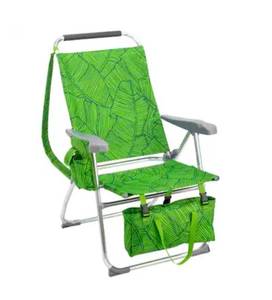 lot 18341 image: Winado - Folding Backpack Beach Chair with Adjustable Backrest, Detachable Storage Bag, Side Pocket for Outdoor Beach Camping - Palm Leaf - Retail $74