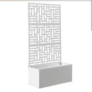 lot 18355 image: 70 in. White Metal Garden Bed with Trellis - Retail $124