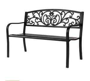 lot 18356 image: 50 Outdoor Bench Metal with Floral Back - Retail $109