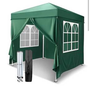 lot 18366 image: VINGLI 6.5x6.5 FT Pop Up Canopy with SidewallsPatio Portable Gazebo for Party Green - Retail $75