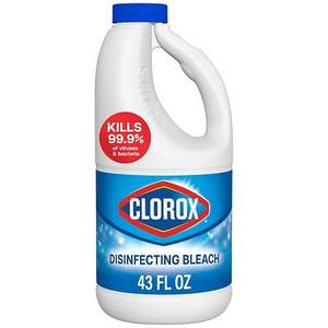 lot 18367 image: 8 pack Clorox Unscented Disinfecting Liquid Bleach - 43 fl oz Household, Phosphate-Free, Washing Machine Use - Retail $130