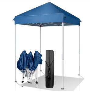 lot 18374 image: Ktaxon Pop Up 5ft x 5ft Canopy Patio Tent Folding Gazebo Backyard Canopy Blue - Retail $0