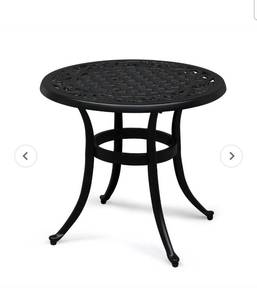 lot 18377 image: 24 Round Cast Aluminum Outdoor Side Table Black - Retail $85