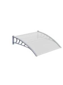 lot 18390 image: VINGLI 40-in W x 40-in D x 10-in H Polycarbonate Clear Board and Grey Bracket Patio Door AwningWindow Awning Door Canopy Exterior - Retail $56