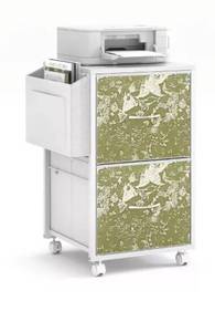 lot 18399 image: VINGLI 2 Drawer File Cabinet with Side Bag, Rolling File Cabinet Mobile Under Desk File Cabinet with Wheels - Retail $69