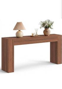 lot 18401 image: Entryway Table, Thick Tabletop Console Table, FarmhouseLong Console Table, for Hallway, Behind the Couch, Chestnut Brown - Retail $129