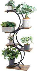 lot 150 image: 6-Tier Wrought Iron Plant Stand, Indoor Vase Holder, Green