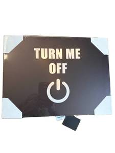 lot 164 image: 16 x 12 canvas wall art with light up feature saying turn me off