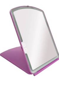 lot 176 image: Super Slim LED Lighted Folding Mirror with 72 LEDs, 7.5 x 10.6 in