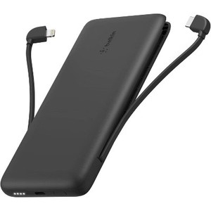 $55 Belkin 10000mAh 23W Power Bank USB-C + Lightning Cable - Black