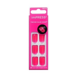 lot 266 image: KISS imPRESS Color Press-On Nails Breezy Pink Short Squoval 30ct