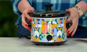 lot 1814 image: $49 Prepology 2-qt Round Slow Cooker with Glass Lid, Geometric