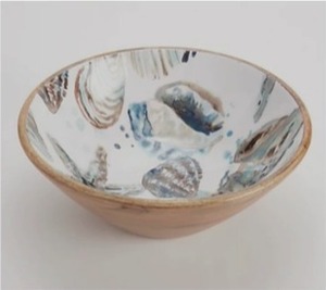 lot 1816 image: Thirstystone 11.5 Mango Wood Enamel Serving Bowl, Coastal