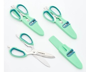 lot 1820 image: Set of 3 Sabatier 10-in-1 Multi-Purpose Shears with Sheath, Black