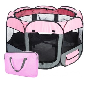 lot 1823 image: Pet Life Collapsible Wire-Framed Dog Playpen, Pink, Medium