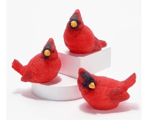 lot 1832 image: 3 pc Candle Impressions Mini Cardinal Luminaries, Wax