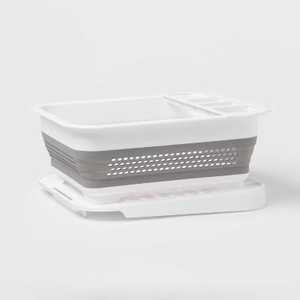 lot 1868 image: Brightroom  Plastic Collapsible Dish Rack with Drip Tray White