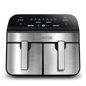 lot 1885 image: $130 Gourmia 10-Qt Dual Basket Digital Air Fryer with Smart Finish