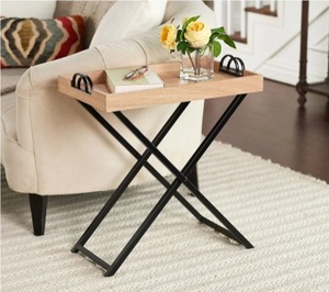 lot 1911 image: $49 Home Reflections Collapsible Accent Tray Table, White Wash Gold