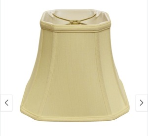 lot 1913 image: $80 Cloth & Wire Slant-Cut Square Bell Lampshade with Washer Fitter