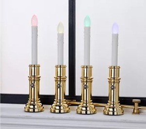 lot 1923 image: 4 Color Prism Window Candles with Remote, BLACK Bottoms, 13