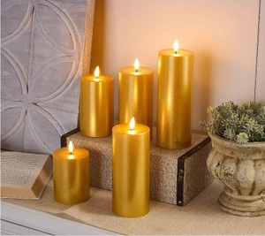 lot 1924 image: $49 Home Reflections 5-pc Flameless Pillar Candles Gold Metallic