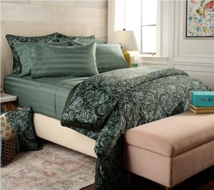 $59 Northern Nights Paisley Comforter 4-Piece Set- Queen, Forest