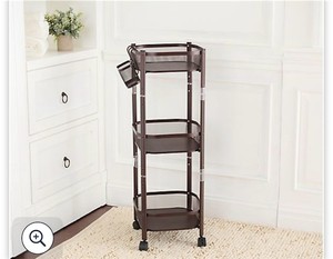 lot 1972 image: Tidy & Co. Collapsible 3-Tier Metal Basket Rack on Wheels