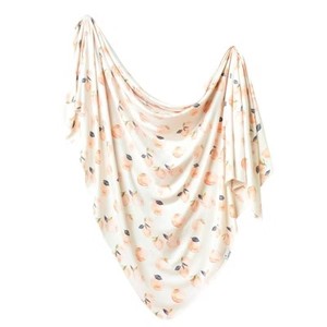 lot 1978 image: Copper Pearl Bloom Knit Swaddle Blanket - Botanical Pattern 46x46