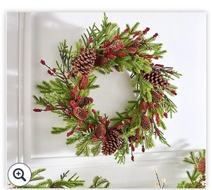lot 2002 image: Wicker Park 24 Unlit Berry & Pinecone Wreath