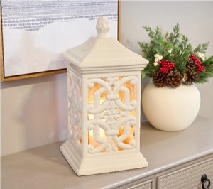lot 2045 image: 15 Flickering Flame Ceramic Lantern by Valerie