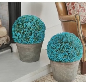 lot 2047 image: Wicker Park 2x15 Faux Flower Spheres, IndoorOutdoor BlueMauve
