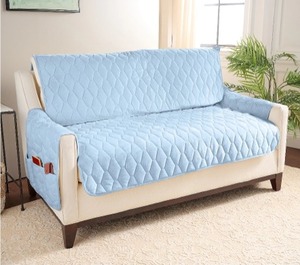 lot 2051 image: Home Reflections Micromink Pin-Sonic Loveseat Cover, Sky Blue