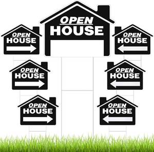 lot 2057 image: Pinkunn Open House Signs 18x14 Double-Sided Plastic with H-Stakes