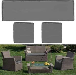 lot 2061 image: 3 Pc Outdoor Patio Cushion Covers - Two 18x18x2 & 42x18x3