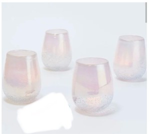 lot 2068 image: $59 Home Reflections Glass Candle Holder White Luster -Set of 4