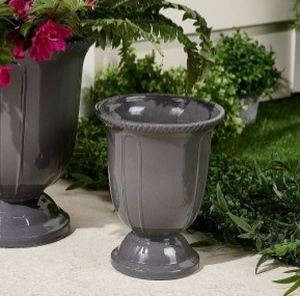 lot 2083 image: 10 Garden Reflections Ceramic Urn Planter, Gray