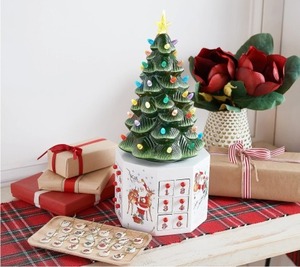 lot 2084 image: $59 Mr. Christmas 18 Lit Ceramic Advent Tree w 24 Ornaments
