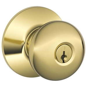 lot 18644 image: Schlage Brass Plymouth Entry Lockset F51APLY605