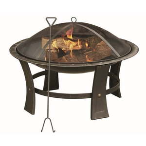 lot 18673 image: Living Accents 29 Inch Round Steel Wood Burning Fire Pit