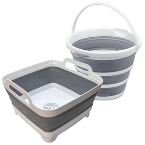 lot 1013 image: MontNorth Collapsible Basin Bucket,9L Collapsible Dishpan with Drain Plug for Kitchen Sink,5L Portable Foldable Small Plastic Water Supplies for Outdoor Garden Camping Fishing Car Wash(Sets of 2)