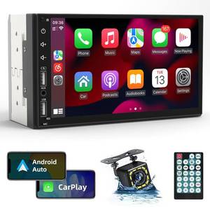 lot 1967 image: Leadfan Double Din Car Stereo Radio Support Apple Carplay&Android Auto, 7inch HD Touchscreen Double Din Radio with Bluetooth, Car Audio Receivers, Camera, MirrorLink, FM Radio, 2 USBTFAUXSubwoofer